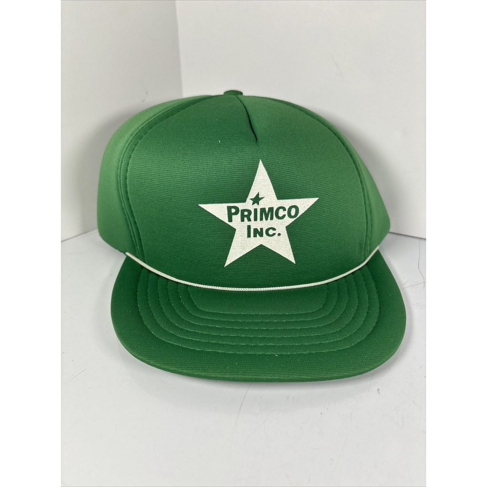 Vintage Primco Inc Snapback‎ Hat Foam Civic Rope Advertising Construction Green